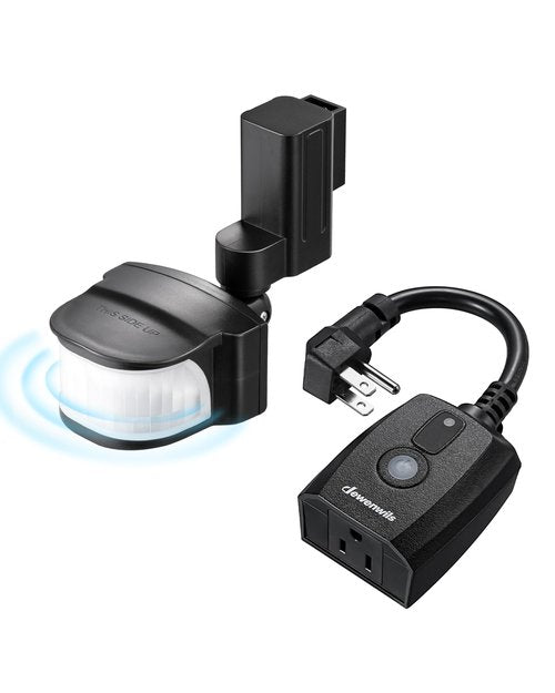 DEWENWILS Motion Sensor Outlet, Indoor Outdoor Motion Sensor Plug Outlet, Adjustable Sensing Angle,50FT Detection Range, 100FT Wireless Light Switch Transmitter, No Wiring, Long Time Delay