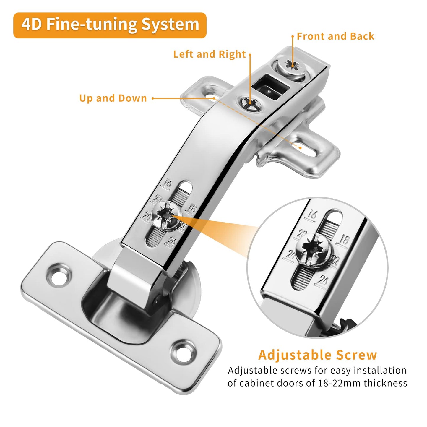 Chibery 2 Pack 1 Pairs 135° Lazy Susan Hinge, Full Overlay Concealed for Corner Kitchen Cabinet Replacement Hardware, Cupboard Folded, Folden Door