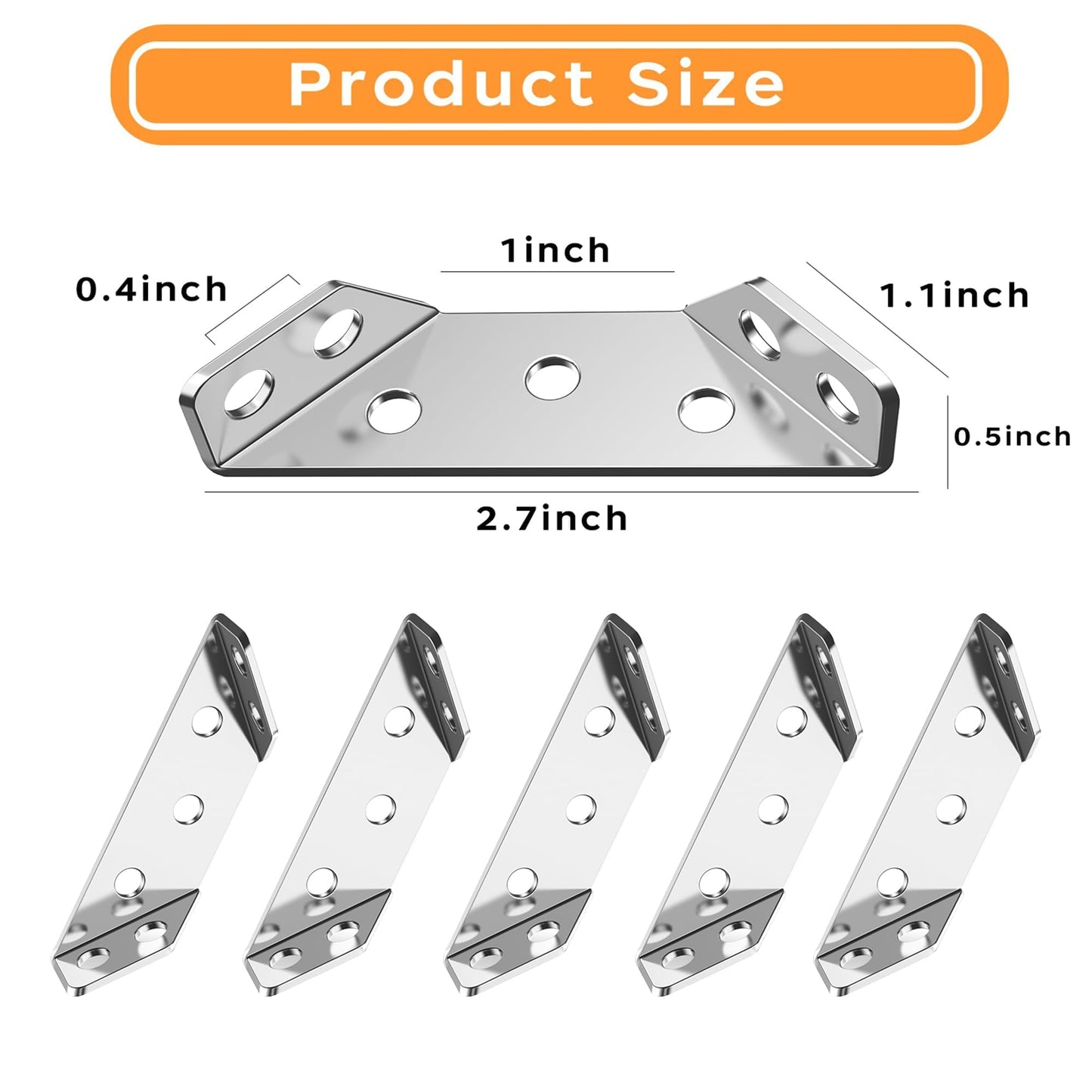 Bigwaves 20pcs Corner Bracket,Universal Stainless Steel Furniture Corner Connector, Heavy Duty Triangular Support Angle Brackets for Wood Furniture, Cabinets, Tables, and Chairs