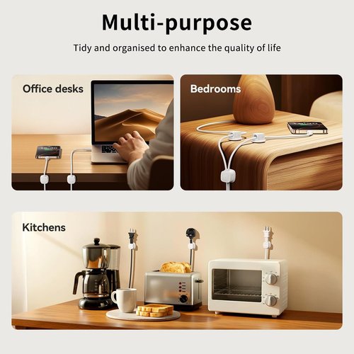Magnetic Cable Clips, ZHANGDWA 12 Pack Cord Holder for Nightstand, Under Desk Cable Management, Adhesive Wire Holder Keeper Organizer for Desktop, Nightstand, Wall, Home Office, Phone, Car