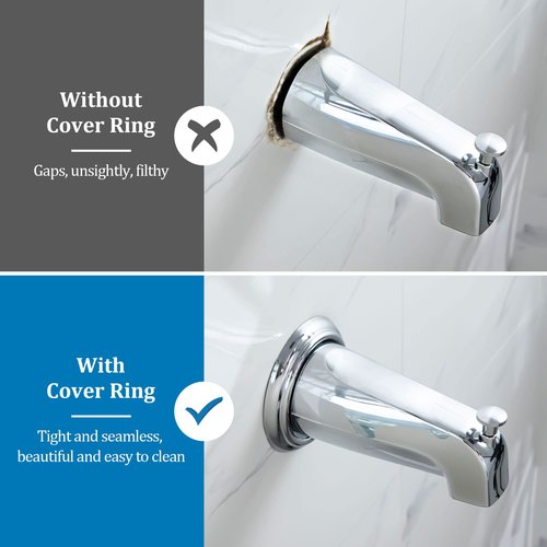Enhon 2 Pack Metal Tub Spout Cover Ring, Bathroom Faucet Remodeling Wall Plate with Foam Gasket, 1-1/2 Inch ID and 3-5/8 Inch OD(Chrome)