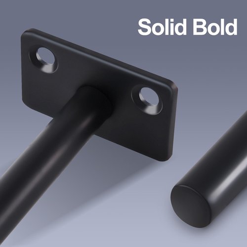 8 Pcs 6" Black Solid Steel Floating Shelf Bracket Blind Shelf Supports - Hidden Brackets for Floating Wood Shelves - Concealed Blind Shelf Support – Screws and Wall Plugs Included