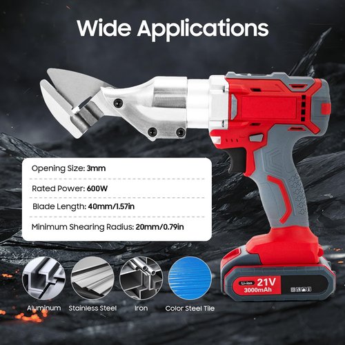 21V Sheet Metal Cutter Scissor Electric Metal Shear Heavy Duty Tin Snips Cutting Tool Cordless Drill Attachment for Cutting Iron Stainless Cardboard Aluminum