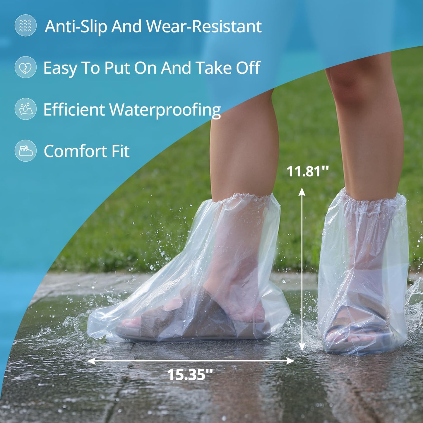 Disposable Waterproof Shoe Covers for Rain – Adult Transparent Short Booties, Non-Slip Plastic Rain Shoe Covers, 24PCS (12 Pairs) for Travel, Outdoor, Commuting