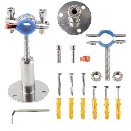 bociloy 304 Stainless Steel Wall Mount Ceiling Mount Pipe Supports, Adjustable Pipe clamp Fixed Support Pipe Strap Bracket for 1/2inch (19-23mm ) Diameter Tubes, Adjustable Height 50-100mm, 2PCS