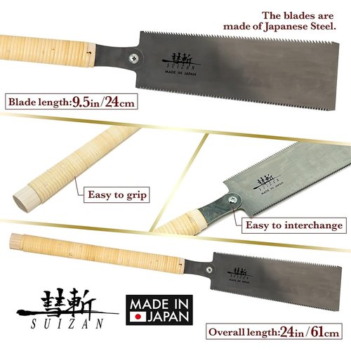 SUIZAN Ryoba Double Edge Saw 9.5" Assembly ver - Professional Japanese Pullsaw Handsaw Woodworking Tools