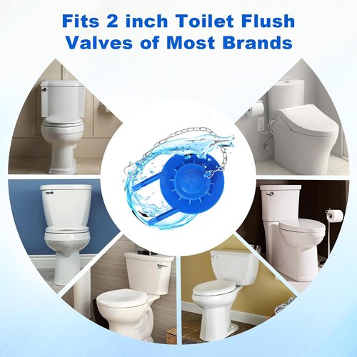 Toilet Flapper Replacement, 2" Universal Tank Flapper with Stainless Steel Chain, Toilet Flush Valves for Kohler, Toto, American Standard