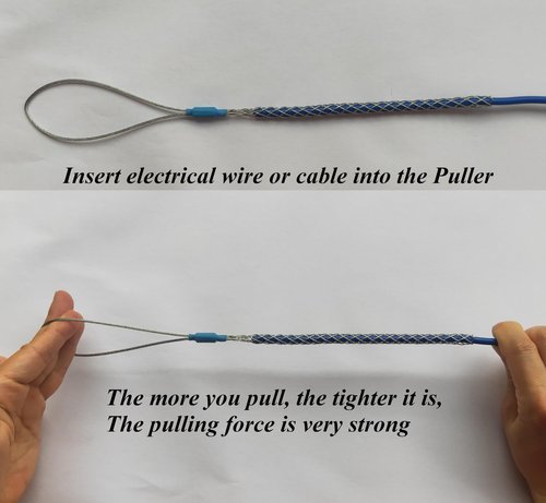 YZELCMT Cable Pulling Grip Lassos for 25-31mm（0.98"-1.22"）electrical wire, single head rope loop, 22.83" long steel wire mesh sock, Anti-slip flexible cable sleeve