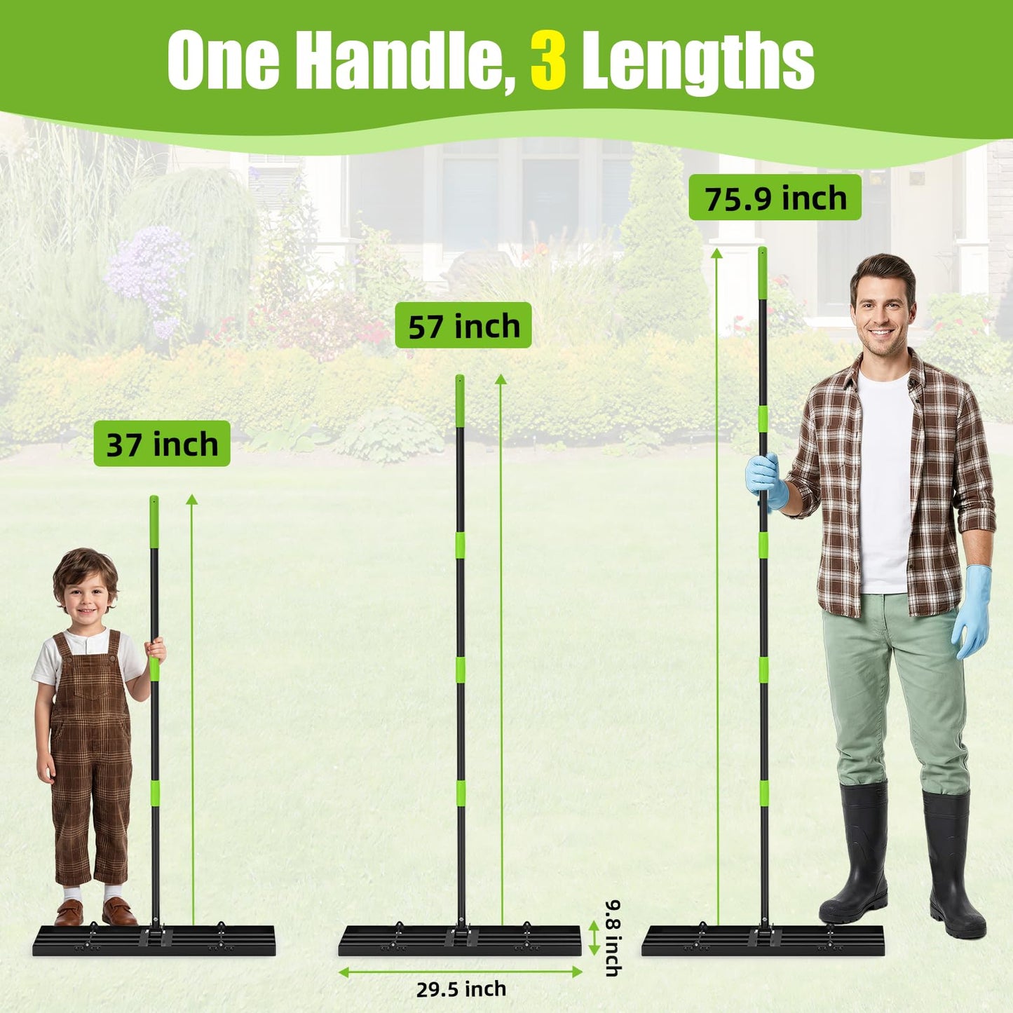 GARDTECH 30×10 Anti-Flip Lawn Leveling Rake,76” Adjustable Handle