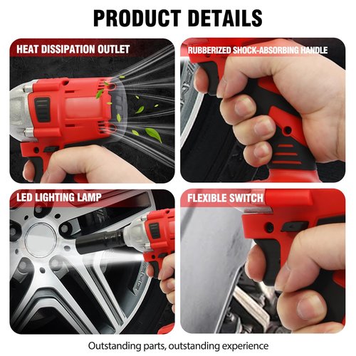 ALSO GO Cordless Impact Wrench 1/2", Electric Impact Gun 450N.m/330Ft-lbs, 20V High Torque Power Impact Driver, 2 Batteries & Fast Charger, 6 Sockets, Variable Speed for Car Repair/Truck/Mower/DIY