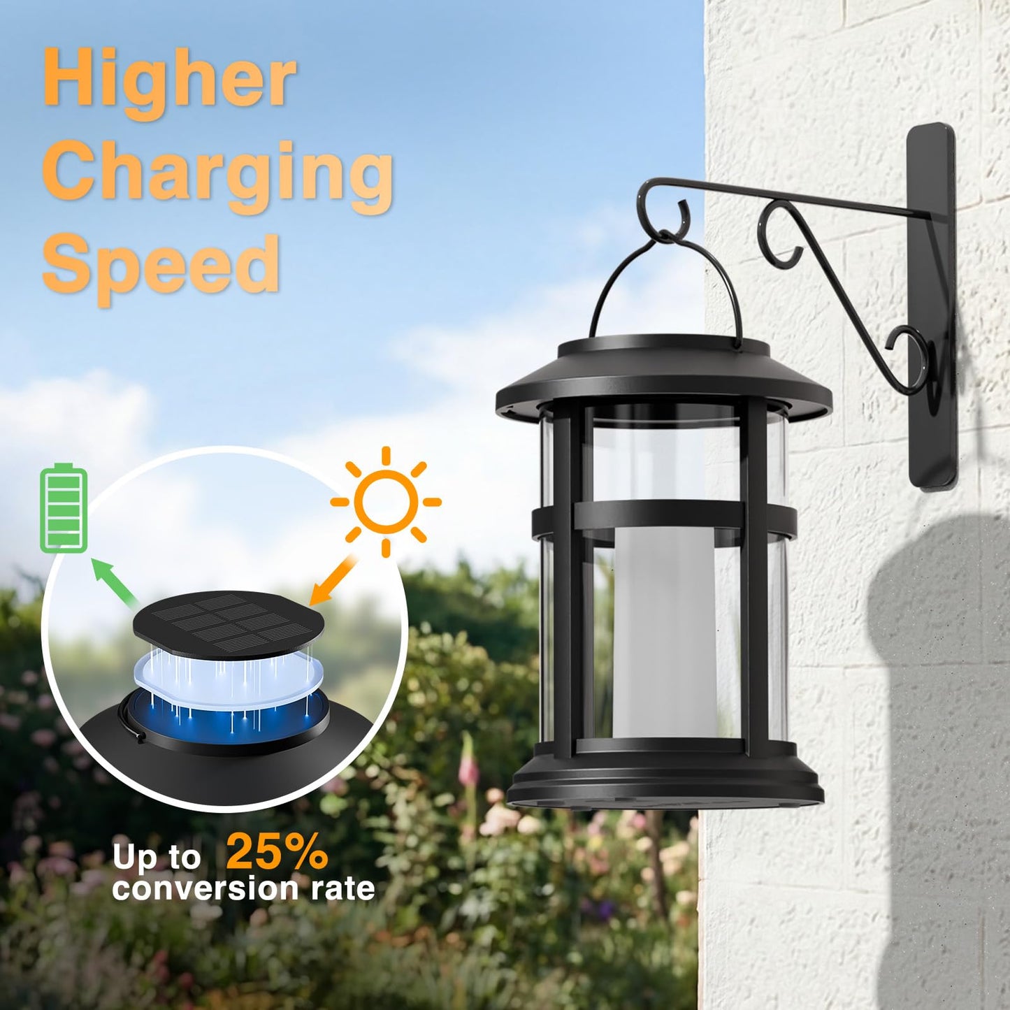 Otdair 4 Pack Solar Lanterns Outdoor Waterproof, Upgraded Flickering Flame Hanging Solar Lights for Outside, Solar Powered Lantern for Patio Yard Garden Porch Decor, Gift for Mom Housewarming