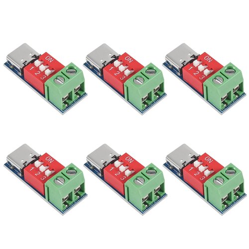 ALMOCN 6PCS USB C PD Trigger Board Module 5V 9V 12V 15V 20V PD/QC Decoy Board Type-C to 5-20V Power Delivery Boost Module