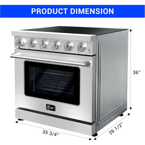 CT Copper Tailor 36 Inch Electric Range with Convection Oven,Freestanding Oven, 6.0 cu. ft. Capacity,in Stainless Steel