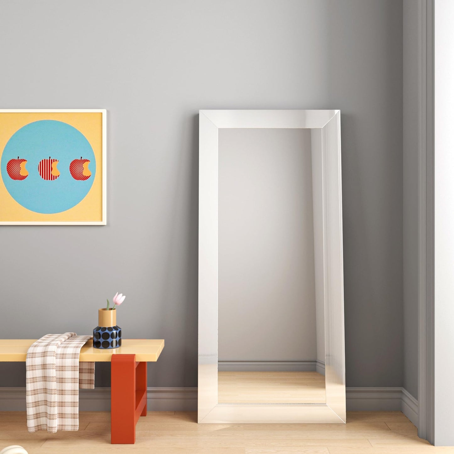 HelloWall Silver Brushed Nickel Mirror Frame Border Peel and Stick Metal Molding Trim Removable Wall Trim Borders Stainless Steel Wallpaper Border for Fireplace Stainless Steel Mirror Borders 3"x197"