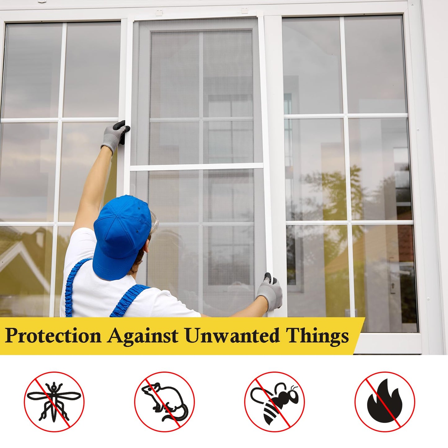 fowong 304 Stainless Steel Mesh Window Screen Roll 35INx10FT Silver Metal Window Screen Replacement, Wire Mesh for Door, Patio, Porch, Chicken Pet Cages, DIY, Easy to Cut and Install (20 x 22 Mesh)