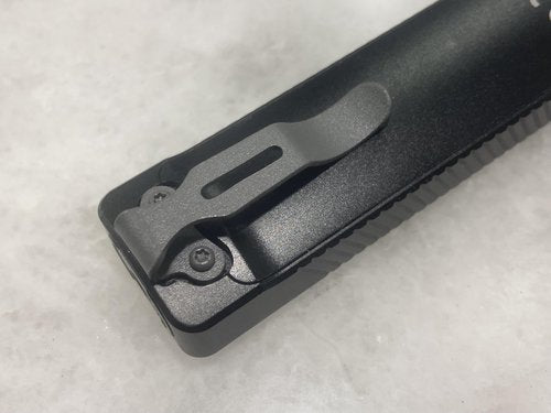 Steel Pocket Clip for Arkfeld PRO and Arkfeld UV Flashligh, Gray Powder Coated Steel Alloy, with Mounting Screws