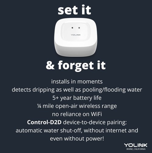 YoLink Smart Home Starter Kit: Hub & Water Leak Sensor 4-Pack, SMS/Text, Email & Push Notifications, LoRa Up to 1/4 Mile Open-Air Range, w/Alexa, IFTTT, Home Assistant