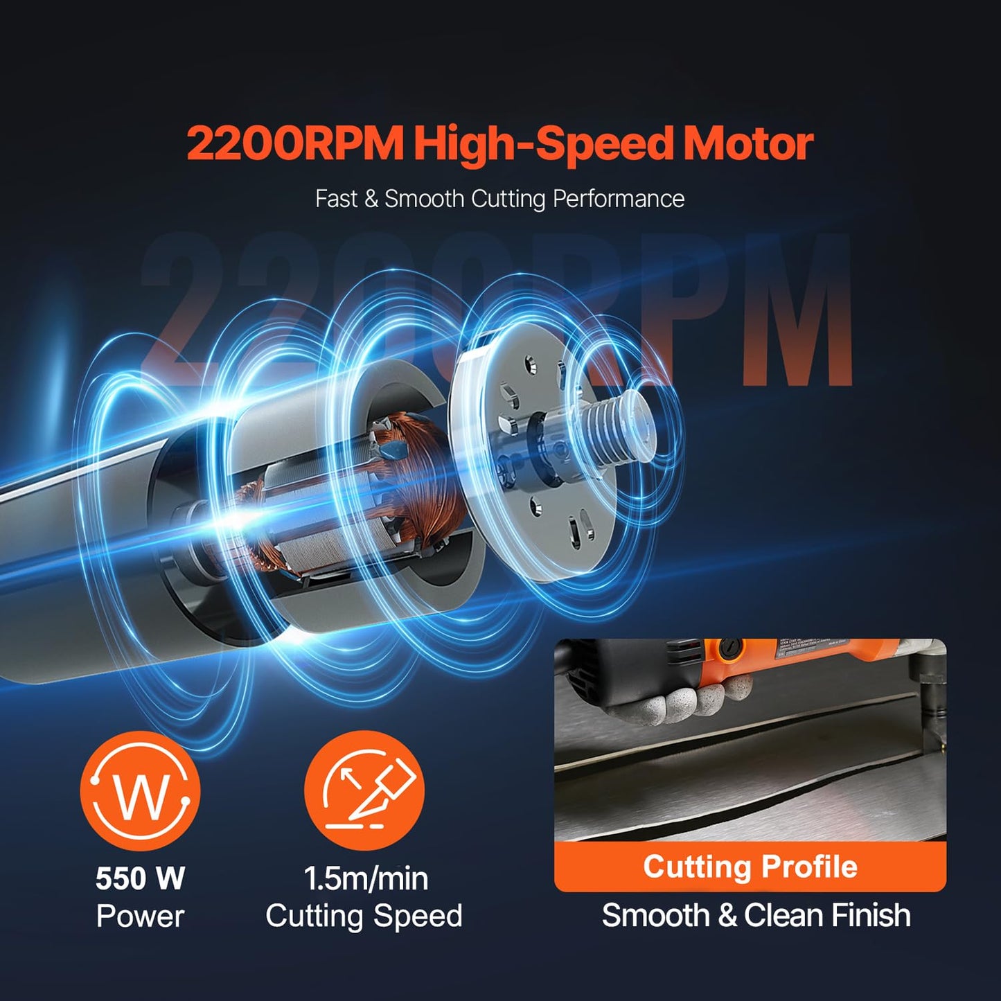 VEVOR Sheet Metal Nibbler, 550W, 2200 RPM Speed, 360 Degree Rotation Electric Nibbler Metal Cutter, Lightweight, Straight Curve and Circle Cutting for Stainless Steel, Aluminum, Plastic, Wood Board