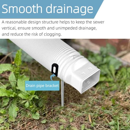 2pcs Premium Adjustable Gutter Downspout Extensions U Bracket, Heavy-Duty Galvanized Iron, Suitable for 2x3 & 3x4 Inches, Gutter Guards Holder, Rust-Proof Anchor for Pipe Support (Black)
