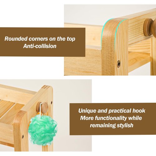 Over-The-Toilet Storage Shelf Organizer, 2-Tier Bamboo Bathroom Countertop Organizer for Towels, Toilet Paper, Plants, Makeup, Small Space Saver Rack for Bathroom, Dresser, Vanity, or Kitchen Use