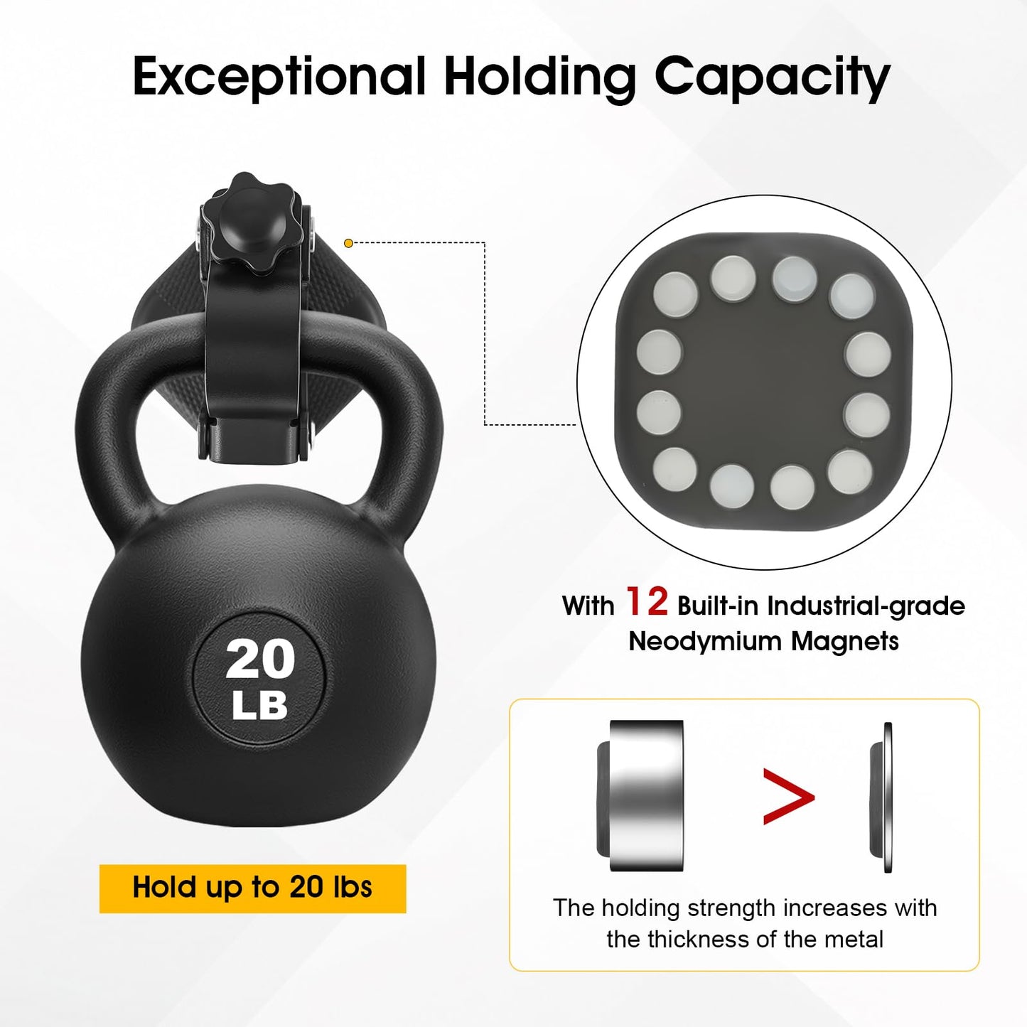 MagitcSee 2 Pack Heavy Duty Magnetic Shovel Holder for Truck, No-Drill Strong Metal Magnet Hook Mount Rack for Flag, Paddle, Utility Tool, Organizer for RV, Garage, Trailer, Cruise, ATV Storage