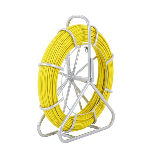 VEVOR Fiberglass Fish Tape 425 FT x 1/4 inch, Fish Tape Duct Rodder Puller with Durable Steel Stand, Non-Conductive Fishtape Wire Cable Running Rod for Walls, Floor and Electrical Conduit