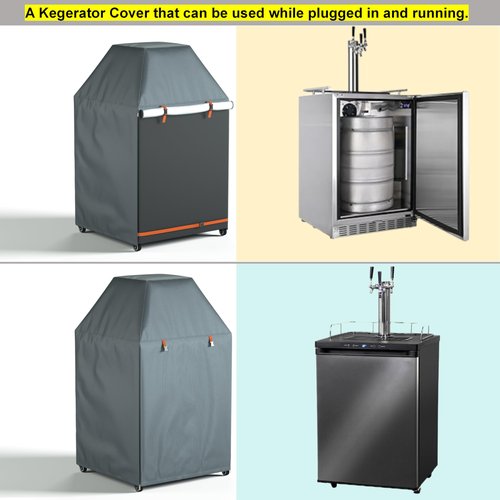 Kegerator Cover with 600D Waterproof Oxford Fabric for Protecting Outdoor or Indoor Beer Tower Dust Cover, 26.8x26.8x45.7 Inches