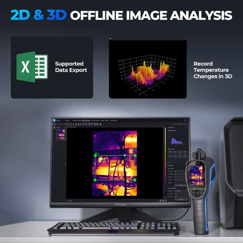 TOPDON TC004 Thermal Imaging Camera, 320 x 240 TISR Resolution, 256 x 192 IR High Resolution, 12-Hour Battery Life Handheld Infrared Camera with PC Analysis and Video Recording Supported, 32GB SD Card