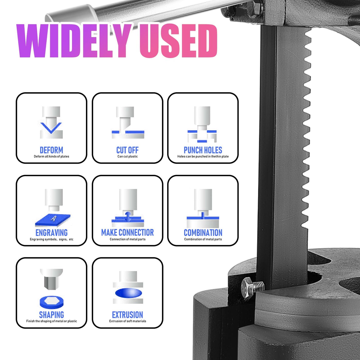 2 Ton Black Arbor Press‌, ‌Manual Arbor Presses‌ With 8.5" Height & 57.3 Lbs, Cast Iron ‌Manual Desktop Arbor Press‌ For Stamping/Bending
