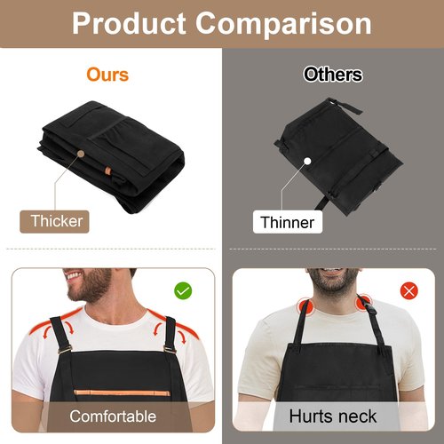HODRANT Barber Apron, Men & Women Hair Stylist Apron with Dual Shoulder Straps & Adjustable Buckle, Water-resistant Hair Cutting Smock with Multiple Pockets for Hairdresser, Cosmetology