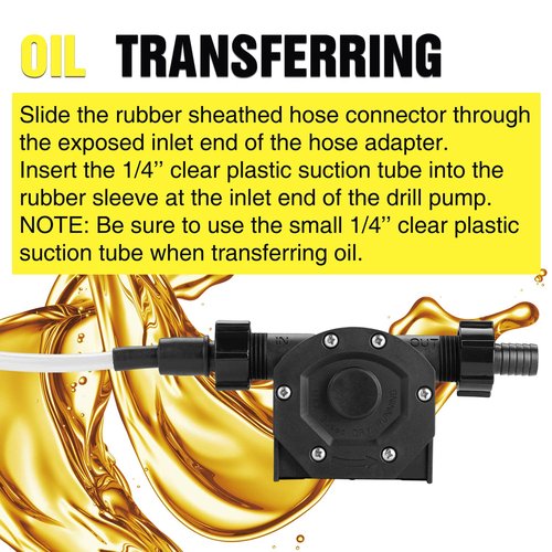 TRUPOW Self-Priming Mini Hand Water Transfer Drill Pump Kit with Water Hose & Oil Hose for Home Water Oil Fluid Transfer