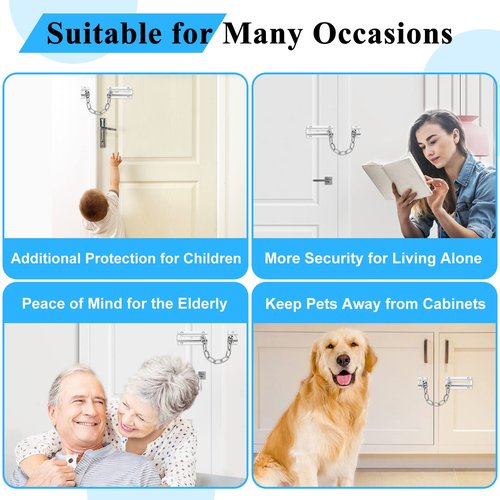 INBOF 2 Pack Door Chain Lock, Premium Thickened Lock with 12 Screws, Stainless Steel Locks for Inside Door, Better Security and Protection Your Home Family