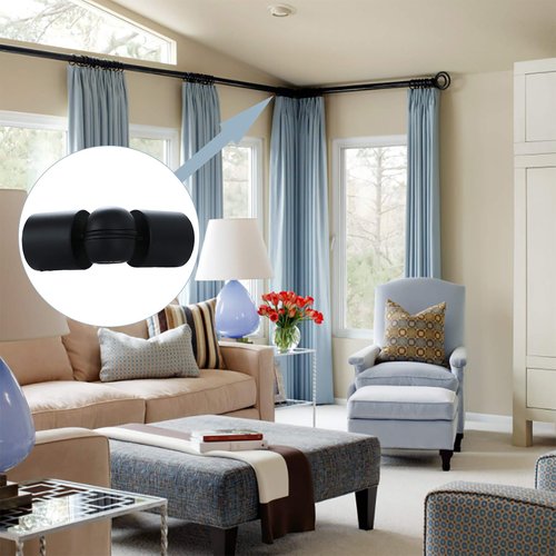 1" Window Corner Curtain Rod Connector 1 pcs Black, Adjustable Curtains Pole Hinged Elbow Rods Extender for Bay Window Curtain Rods or Corner Drapery Blinds Rods