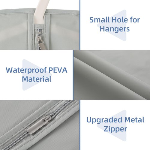 4 Pack - 65" Dress Garment Bags for Hanging Clothes, Dress Bags for Gowns Long, Foldable Long Garment Bag with Clear Window for Closet Storage and Travel - Gray