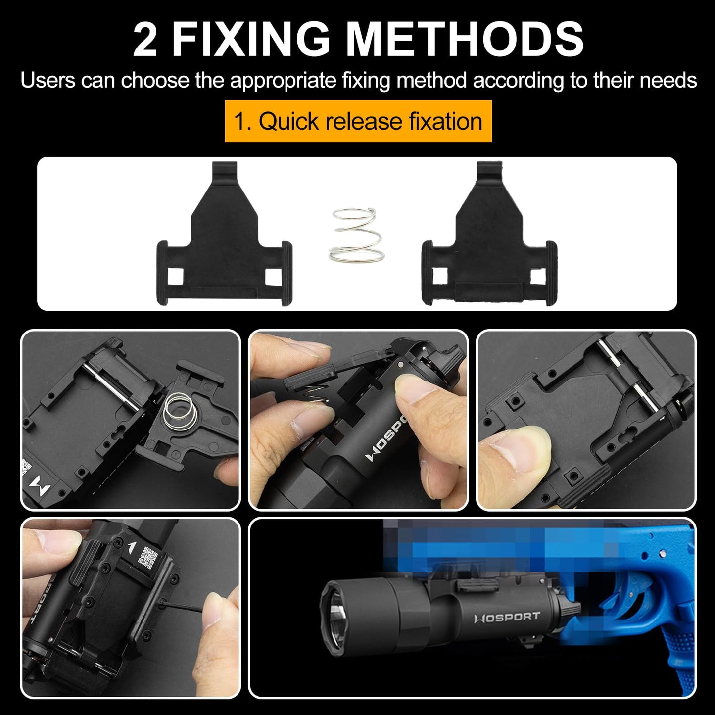 Zhongren X300-A Universal LED Tactical Flashlight 800-Lumen with Replaceable Slot Mount for Pistol and WeaponLight or Helmet ARC Rail (Black)