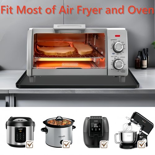Frezonika 23.6X15.7" Large Silicone Air Fryer Mat Compatible With Large Capacity Ninja Airfryer, Black Decker Toaster Oven, Heat Resistant Countertops Bottom Protector Mat Air Fryer Oven Accessories