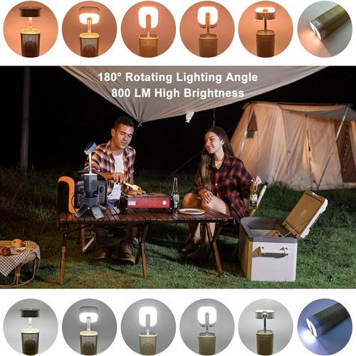 Camping Lantern, 14000mAh Rechargeable Telescopic Camping Lights Built-in Magnetic Stand with Speaker,Bluetooth, Portable Camping Tent Lantern for Emergency, IPX5 Waterproof