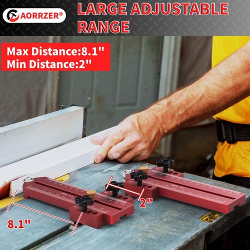 AORRZER Thin Rip Jig Table Saw Jig Guide, Making Repetitive Narrow Strip Cuts, Fit for 3/4" x 3/8" T/U Slots, Woodworking Tools Thin Rip Guide for Table Saw Band Saw Router Table