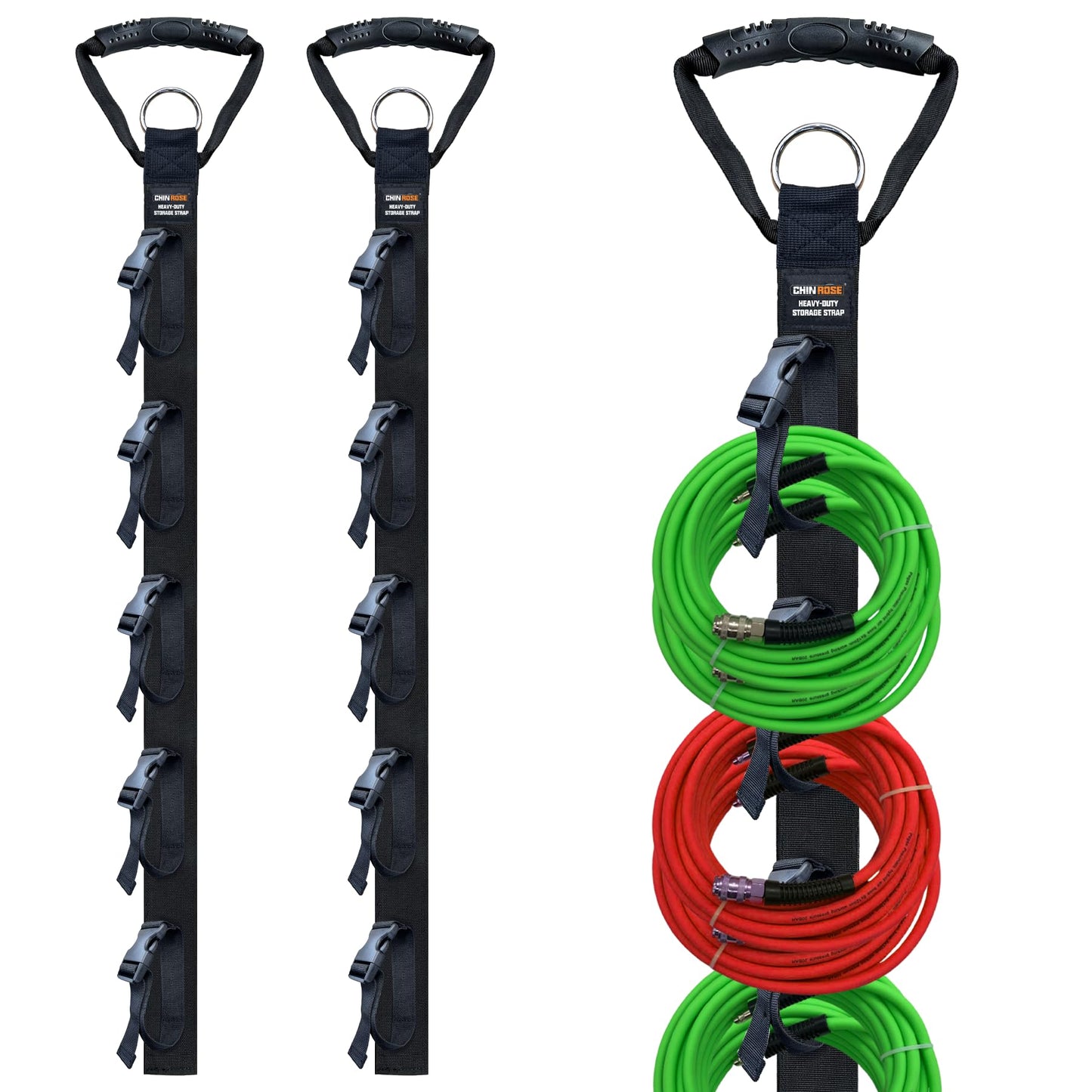 Extension Cord Organizer, 2 PCS Extension Cord Hanger with 5 Slots, Extension Cord Holder, Garage Garden Storage Straps for Cable, Hose, Rope, Tool