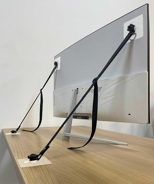 OeckuXIY 2 Pack Adjustable TV Safety Straps, No-Drill Adhesive Anti-Tip Furniture Anchors for Baby Proofing, Flat Screens Fix to Wall,Cabinet,Stand Or Desk, Earthquake Straps