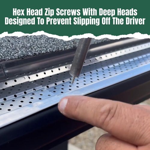 A-M Gutter Guard - 1/2" #8 Stainless Steel Zip Screws - Self-Piercing Easy Start Tip - Mill Finish - 1/4" Hex Washer Head - Pack of 100 - Includes 1/4" Magnetic Hex Driver – for Gutter Install