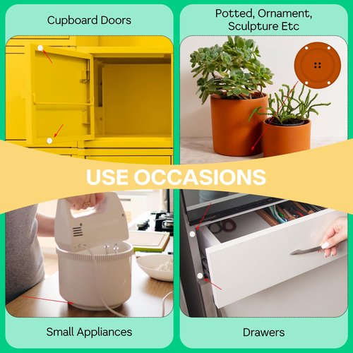 Nogeqi 324PCS Small Furniture Felt Pads, Self Adhesive Felt Cabinet Door Bumpers, 0.39 in/1 cm Adhesive Dots to Protect Furniture Tabletop Cabinet Drawer (White, 4 Sheets)