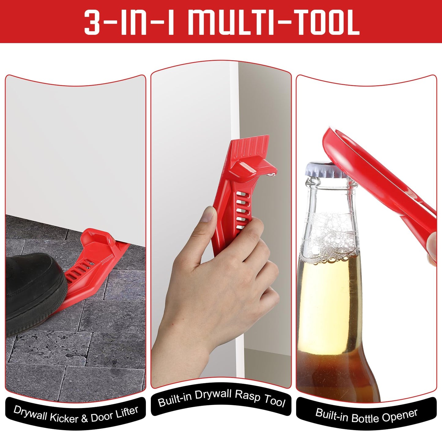 Dunkive 2 Pack Drywall Lift Tools, All Metal Sheetrock Lift with Built in Drywall Rasp & Bottle Opener, Multifunctional Foot Panel Lifter, Sheetrock Kicker for Wall Panels & Door Installation