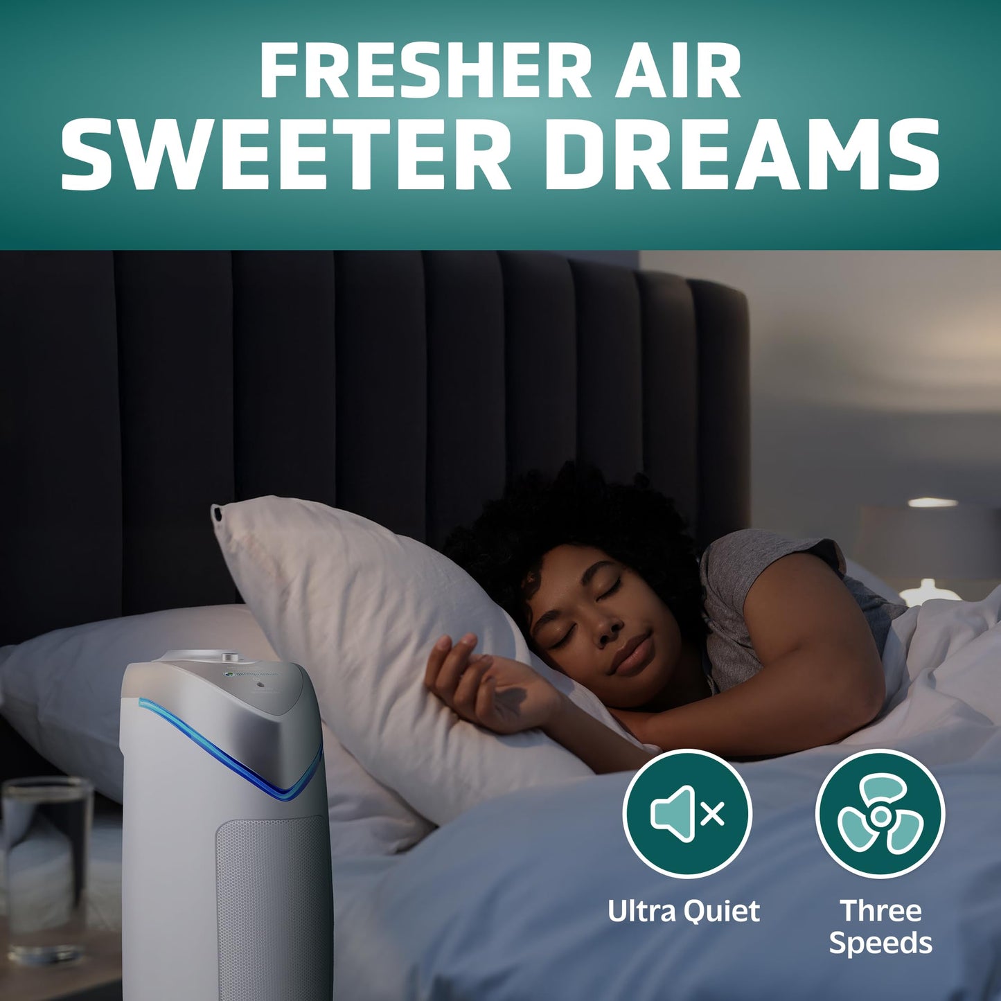 GermGuardian HEPA Air Purifier - Large Room Air Purifier for Bedroom, Office, Dorm, and Home - Filters Pet Dander, Dust, Pollen, Smoke, Scents - AC4825W - 22" Tower - White