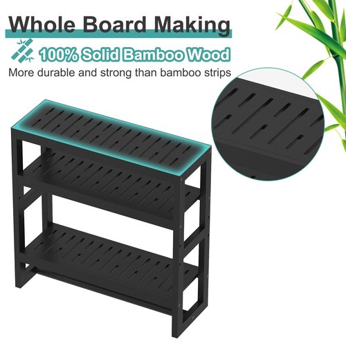 viewcare Bathroom Shelves for Storage, Small Shelf Over Toilet, Adjustable 3 Tiers Shelf for Bathroom Storage (Black)