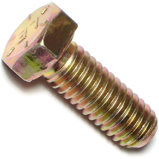 3/8-24 x 1 1/2 Hex Cap Screws Grade 8 Fine, Yellow Zinc - Pack of 10