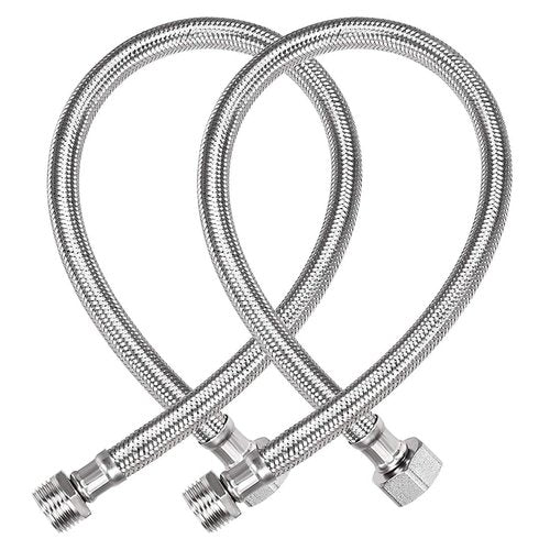 uxcell Faucet Supply Line Connector G1/2 Female x G1/2 Male 20 Inch Length 304 Stainless Steel Hose 2Pcs
