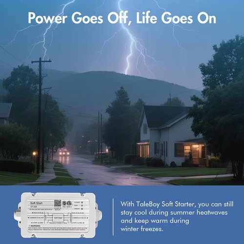 TaleBoy Soft Start for RV air conditioners Reduces Startup Current by up to 75%, Saving Battery Power. Compatible with 120V-240V Systems (3.5 ton max), Ideal for RVs, Vans, and Campers.