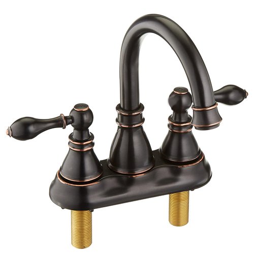 Derengge 2 Handle Oil Rubbed Bronze Bathroom Sink Faucet 3 Hole with Overflow Pop up Drain,360° Swivel Spout 4 Inch Centerset Lavatory Faucet,F-4501-NB