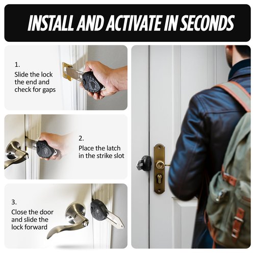Guard Dog Security Blocklock Portable Door Lock, Hotel Door Locks for Travelers Security, Tough & Durable, Apartment Door Security, Home Security, Travel Essentials, Easy to Use